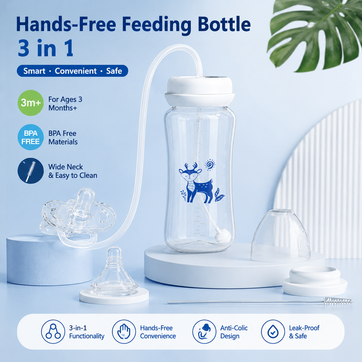Premium Custom BPA-Free 3-in-1 Baby Bottle